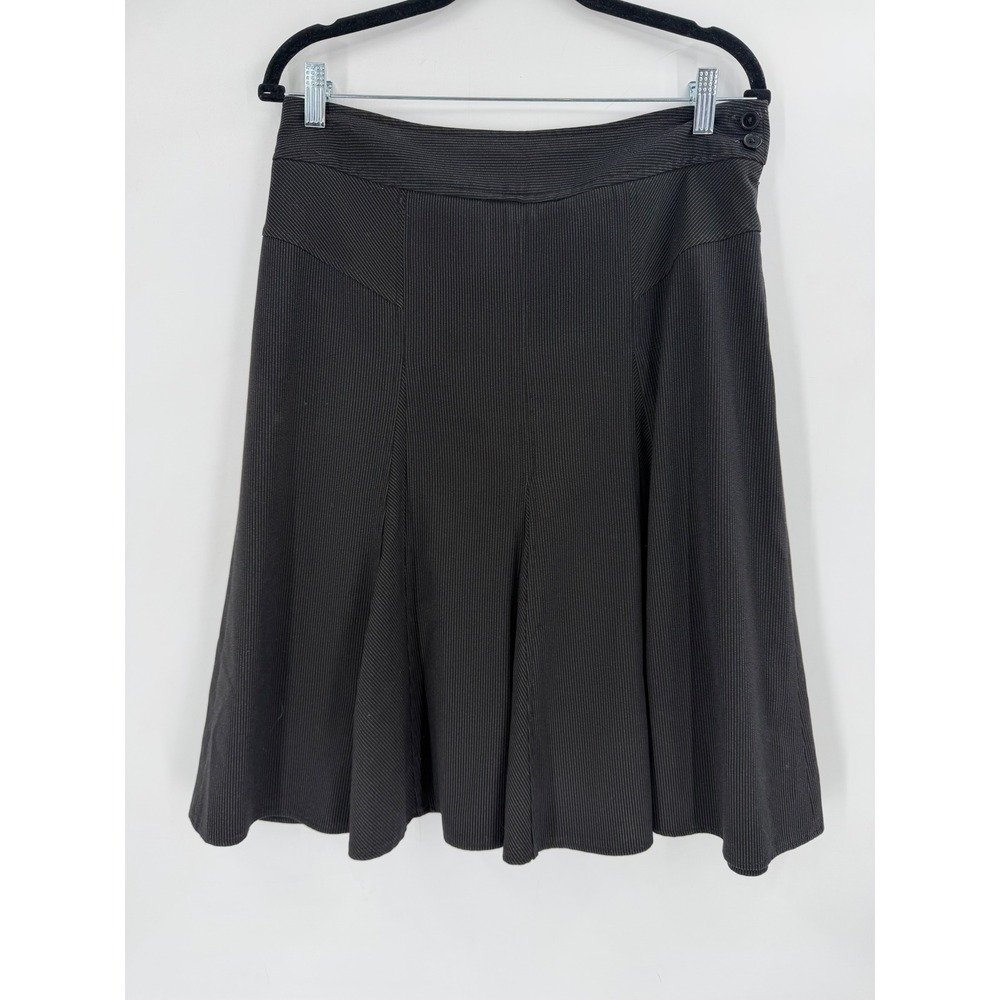 Sandro Flared Skirt Women 8 Black Pinstripe Goth Dark Academia School Girl - Picture 2 of 11